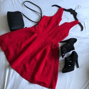BCBGeneration Cut Out Red Dress Fit and Flare